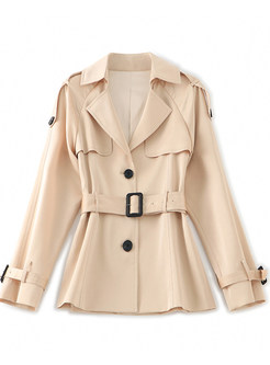 Big Notch Single-Breasted Womens Coats With Belt