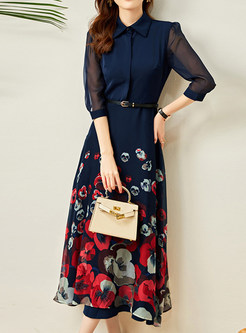 New Look Floral Print Turn-Down Collar Midi Dresses