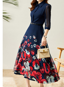 New Look Floral Print Turn-Down Collar Midi Dresses