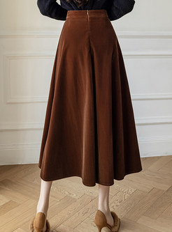 Women's Dreamy Velvet Big Hem Midi Skirts