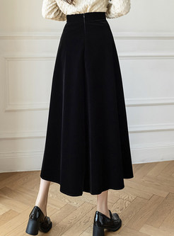 Women's Dreamy Velvet Big Hem Midi Skirts
