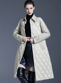 Elegant Turn-Down Collar Single-Breasted Down Coats For Women