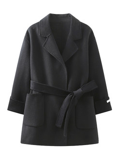 Large Lapels Wool Belted Womens Winter Coats