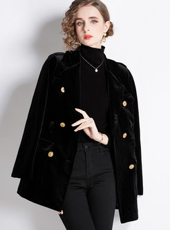Large Lapels Double-Breasted Velvet Fitted Womens Blazers