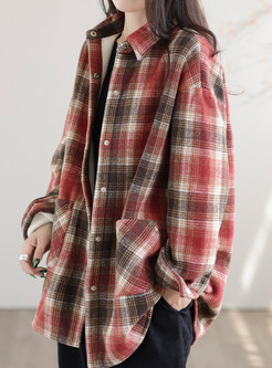 Comfort Plaid Thickened Women Blouses