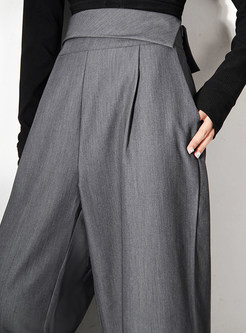 High Waisted Solid Color Drape Wide Leg Bootcut Pants Womens