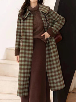 Pretty Large Lapels Plaid Boxy Womens Long Coats