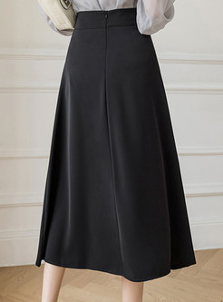 Vintage High Waisted Split Mid Length Skirts For Women
