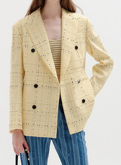 Women's New Look Double-Breasted Plaid Loose Blazers