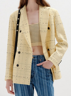 Women's New Look Double-Breasted Plaid Loose Blazers
