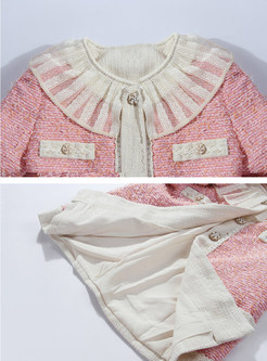 Sweet & Cute Tweed Contrasting Skirt Suits For Women