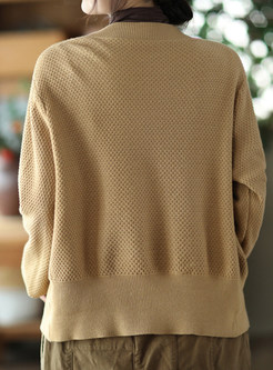 Relaxed Slouchy Solid Color Open Front Knitted For Women