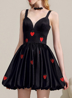 Glamorous Contrasting Bow-Embellished Hearts Bubble Dresses