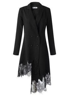 Exclusive Large Lapels Double-Breasted Lace Patch Irregular Blazer Dresses
