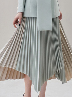 Elegant Irregular Blazers & Contrasting Pleated Long Skirts