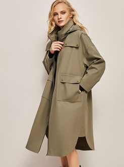 Hooded Slouchy Full Zip Trench Coats Women