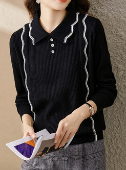 Women's Turn-Down Collar Comfort Knitted Jumper