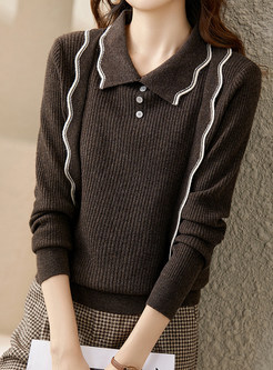 Women's Turn-Down Collar Comfort Knitted Jumper