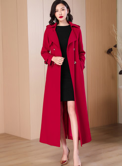 Elegant Solid Color Belted Womens PeaCoats