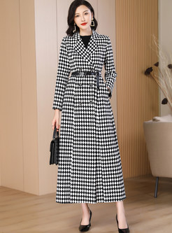 Chicwish Plaid Double-Breasted Thickened Long Coats For Women