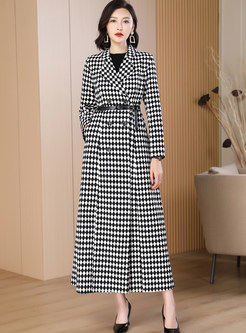 Chicwish Plaid Double-Breasted Thickened Long Coats For Women