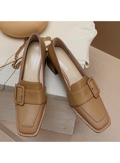 Square Toe Block Heels Slip-On Style Shoes For Women