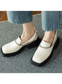 Vintage Platform Deep-Front Slip-On Style Women Shoes
