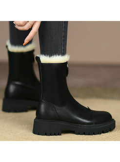 Women's Fashion Wool Side Ankle Boots