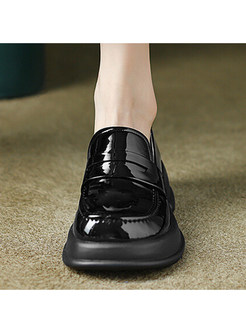 Brief Platform Patent Leather Slip-On Loafer For Women