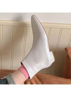Simple Pointed Toe Leather Womens Boots