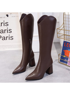 Dreamy Pointed Toe Block Heels Winter Boots For Women