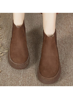 Genuine Leather Warm Platform Boots For Women