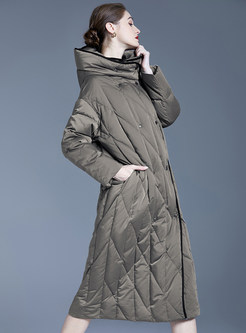 Vintage Hooded Double-Breasted Long Puffer Jackets Women