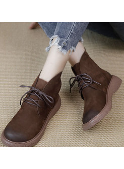 Wear-Resistant Lace-Up Fastening Womens Boots
