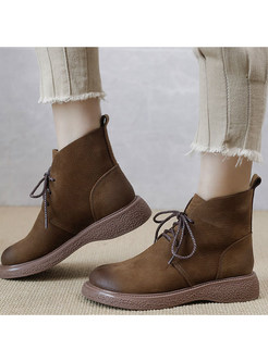 Wear-Resistant Lace-Up Fastening Womens Boots