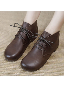 Vintage Round Toe Soft Flat Shoes For Women