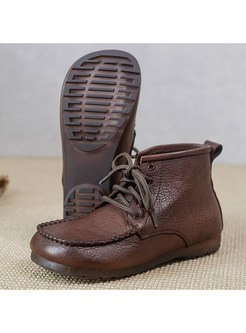 Comfort Square Toe Lace-Up Fastening Ankle Boots For Women