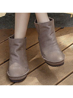 Relaxed Round Toe Warm Ankle Boots For Women