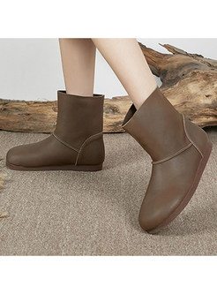 Casual Round Toe Brief Womens Boots