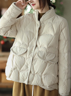 Comfort Mock Neck Snap Button Front Women's Coats