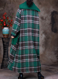 Large Lapels Double-Breasted Plaid Warm Womens Winter Coats