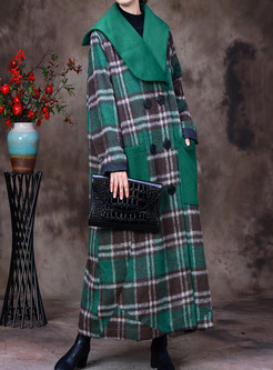 Large Lapels Double-Breasted Plaid Warm Womens Winter Coats