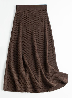 Brief Big Hem Knitted Long Skirts For Women