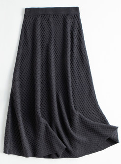 Brief Big Hem Knitted Long Skirts For Women
