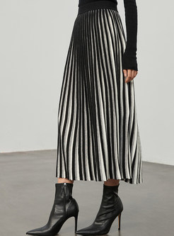 Chicwish Gradient Striped Contrasting Long Skirts For Women
