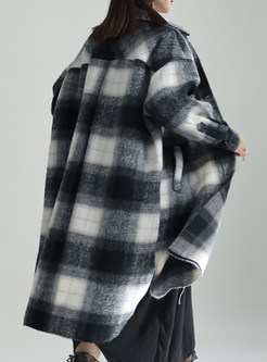 Comfort Turn-Down Collar Plaid Single-Breasted Womens Coats