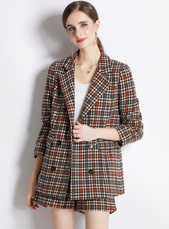 Classic Houndstooth Double-Breasted Dressy Pant Suits 