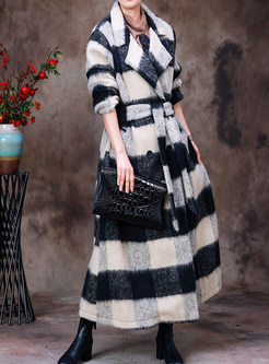 Topshop Large Lapels Plaid Wool Blend Womens Winter Coats
