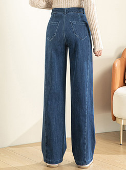High Waisted Loose With a Belt Jean Pants Women