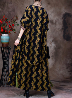 Retro Intarsia Chunky Womens Long Coats